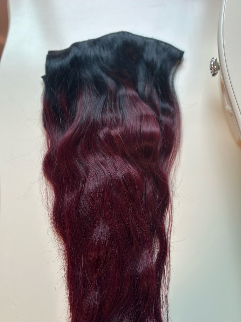 Black to Burgundy Ombre Clip-In Hair Extension - Women Hair
